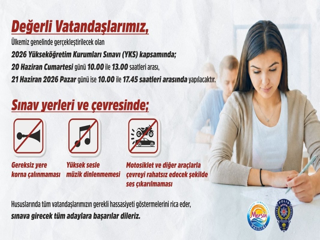 Mersin Emniyeti'nden YKS İçin Uyarı